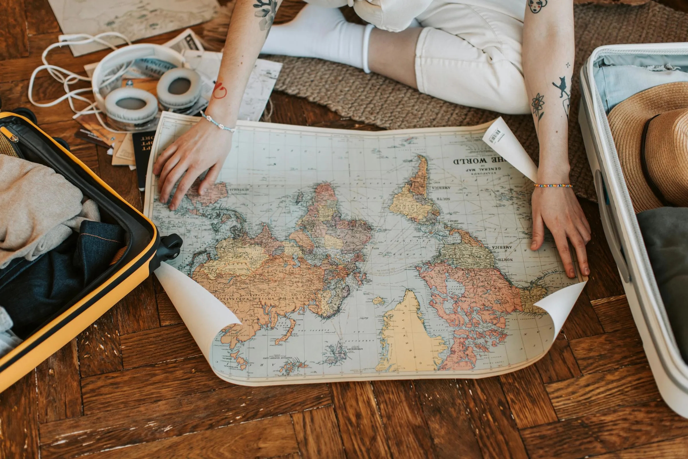 Woman browsing a map photo