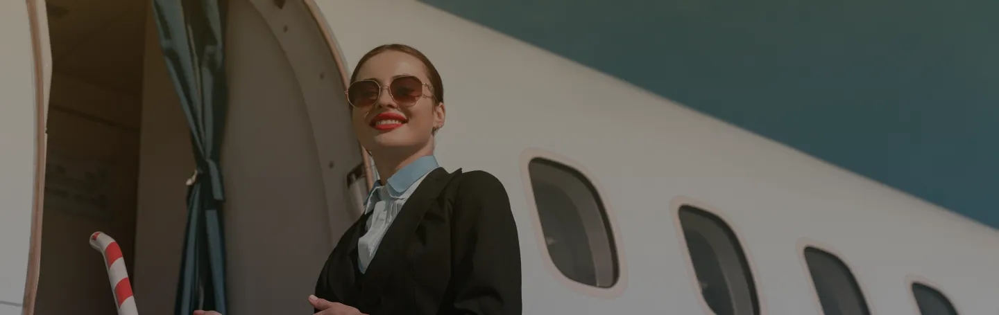 Flight attendant smiling photo